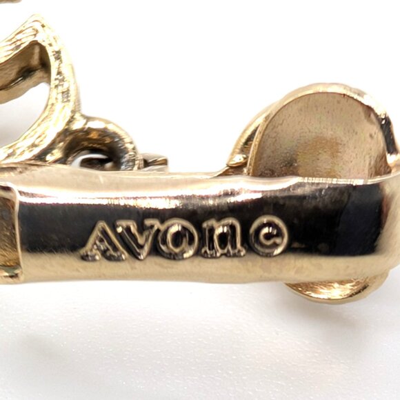 Vtg Avon Celtic Cross Gold Tone Green Stone Pendant and Clip-On Earrings Set VGC - Picture 8 of 9